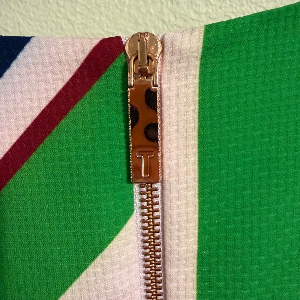 Ted Baker London Stripe Dress sleeveless Blush Pink Kelly Green Navy (US size 4) - Picture 12 of 12